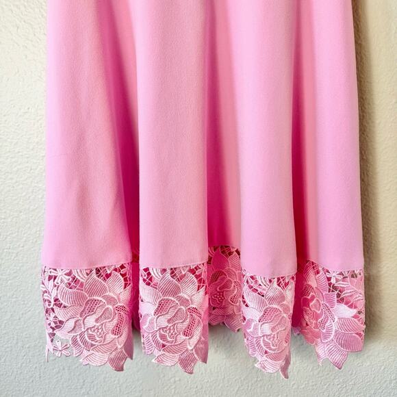 Shoshanna Pink Fit & Flare Crocheted Hem A Line Dress Size 8 - Picture 4 of 9